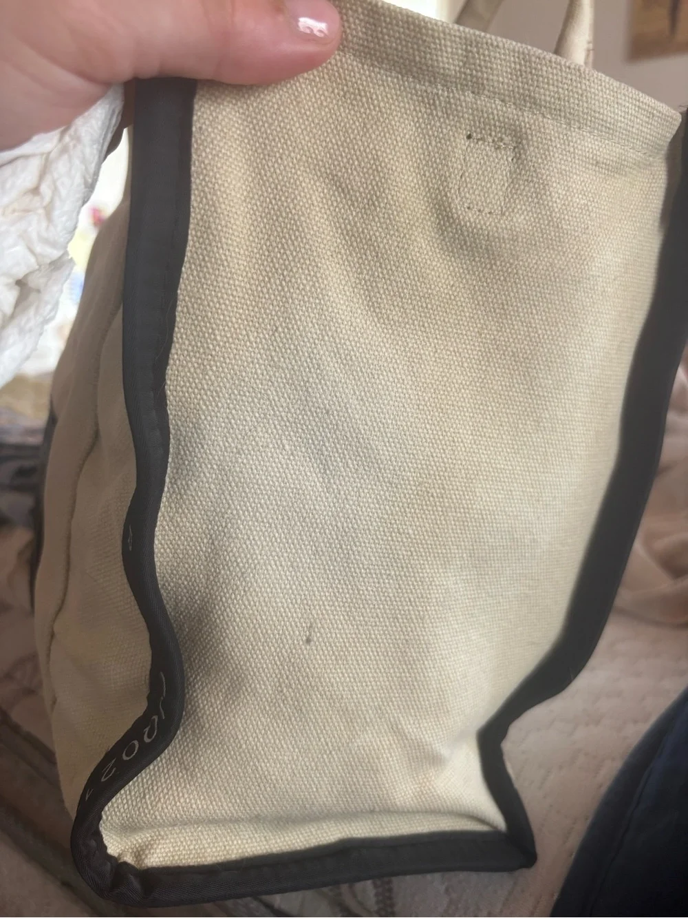 Marc Jacobs Beige Canvas Tote Bag with Black Logo